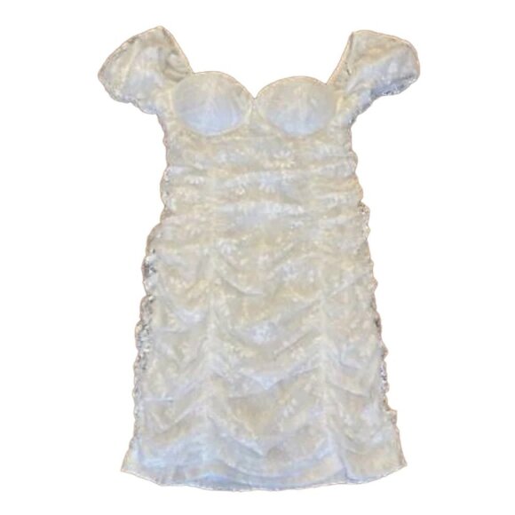 ❤️ WINDSOR White Dress Poofy sleeves Lace SIZE SMALL - Picture 4 of 9